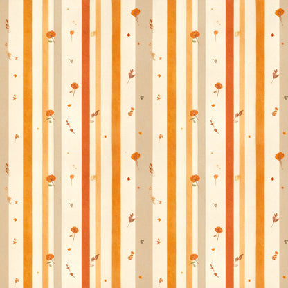 Harvest Pumpkin And Florals Pattern 20 Quilting Cotton Fabric