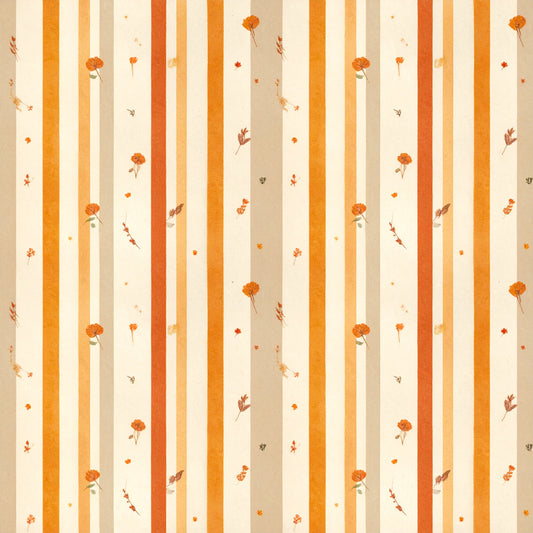 Harvest Pumpkin And Florals Pattern 20 Quilting Cotton Fabric