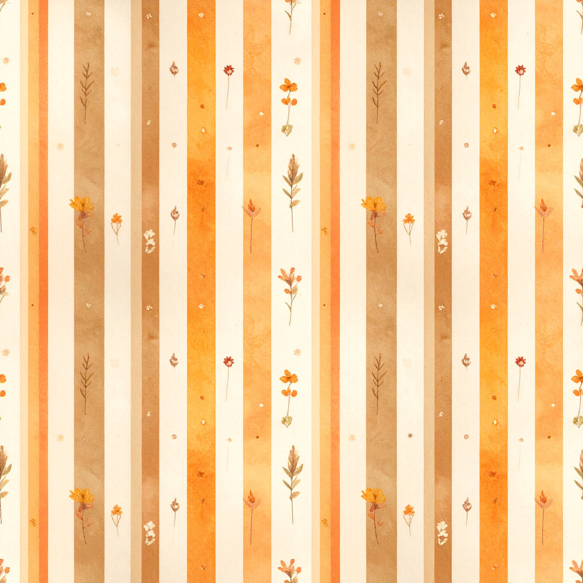 Harvest Pumpkin And Florals Pattern 22 Quilting Cotton Fabric