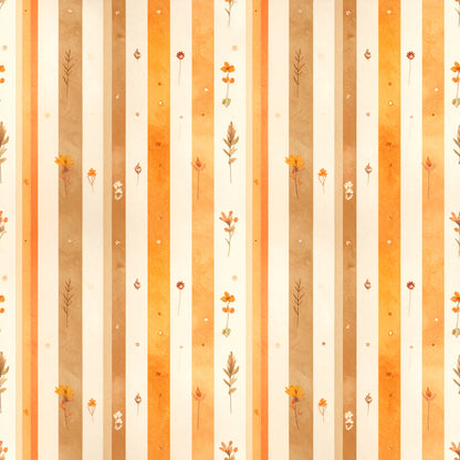 Harvest Pumpkin And Florals Pattern 22 Quilting Cotton Fabric