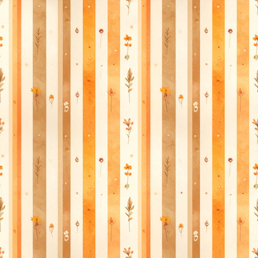 Harvest Pumpkin And Florals Pattern 22 Quilting Cotton Fabric