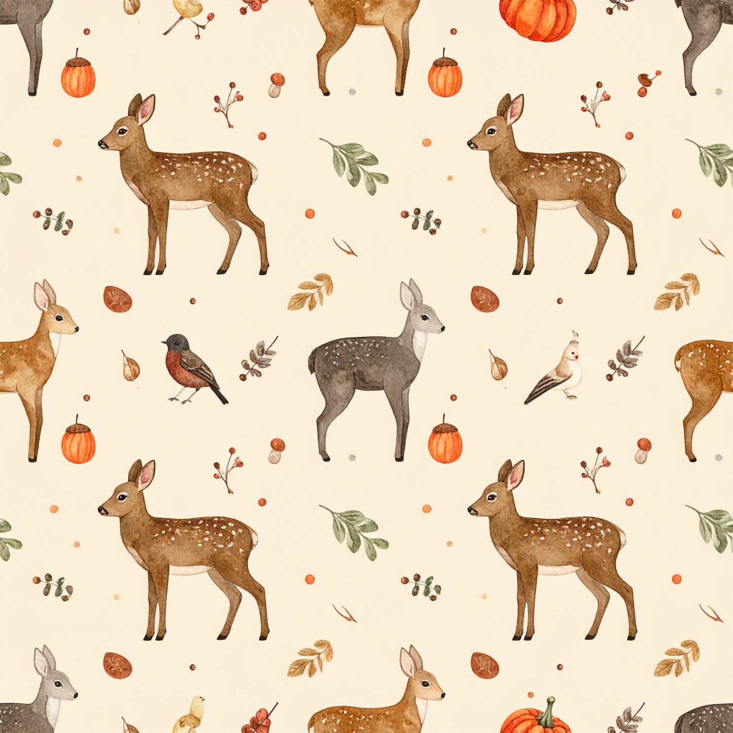 Harvest Pumpkin And Florals Pattern 26 Quilting Cotton Fabric