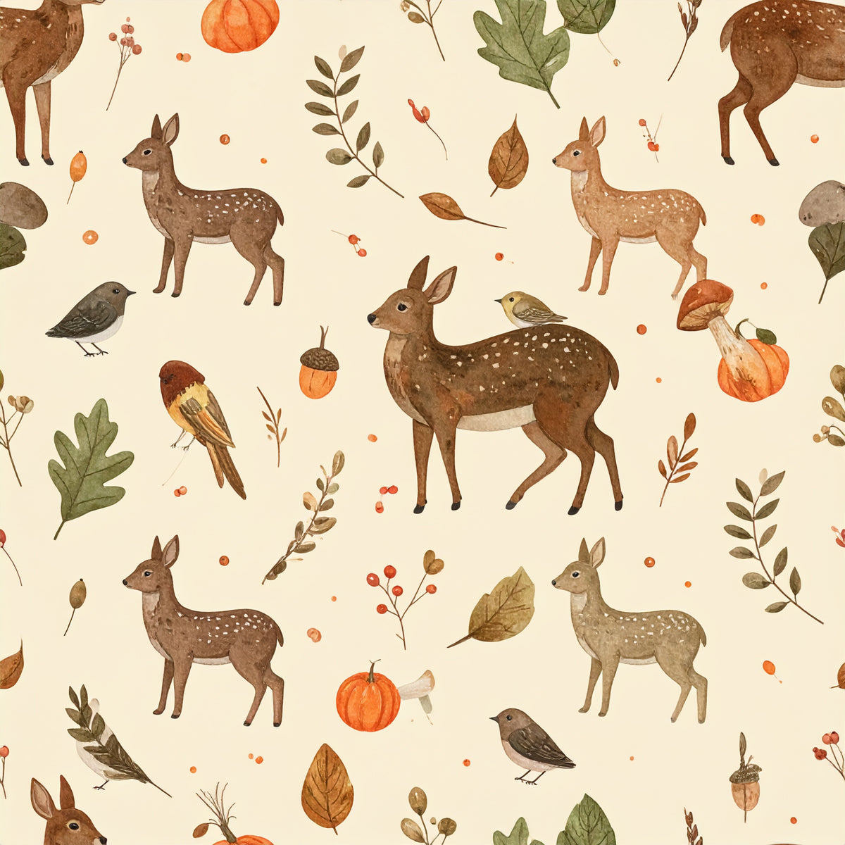 Harvest Pumpkin And Florals Pattern 27 Quilting Cotton Fabric