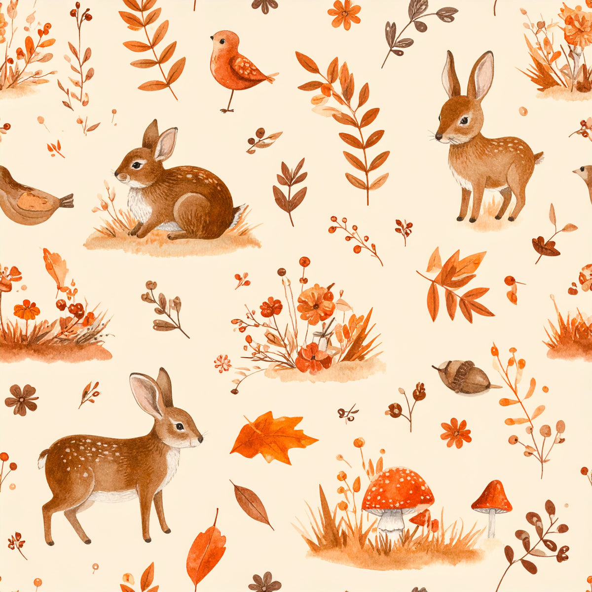 Harvest Pumpkin And Florals Pattern 28 Quilting Cotton Fabric