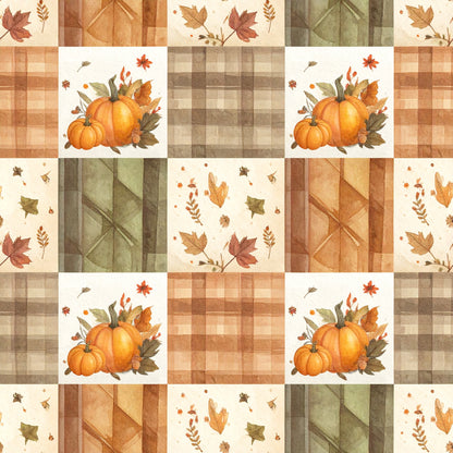 Harvest Pumpkin And Florals Pattern 7 Quilting Cotton Fabric