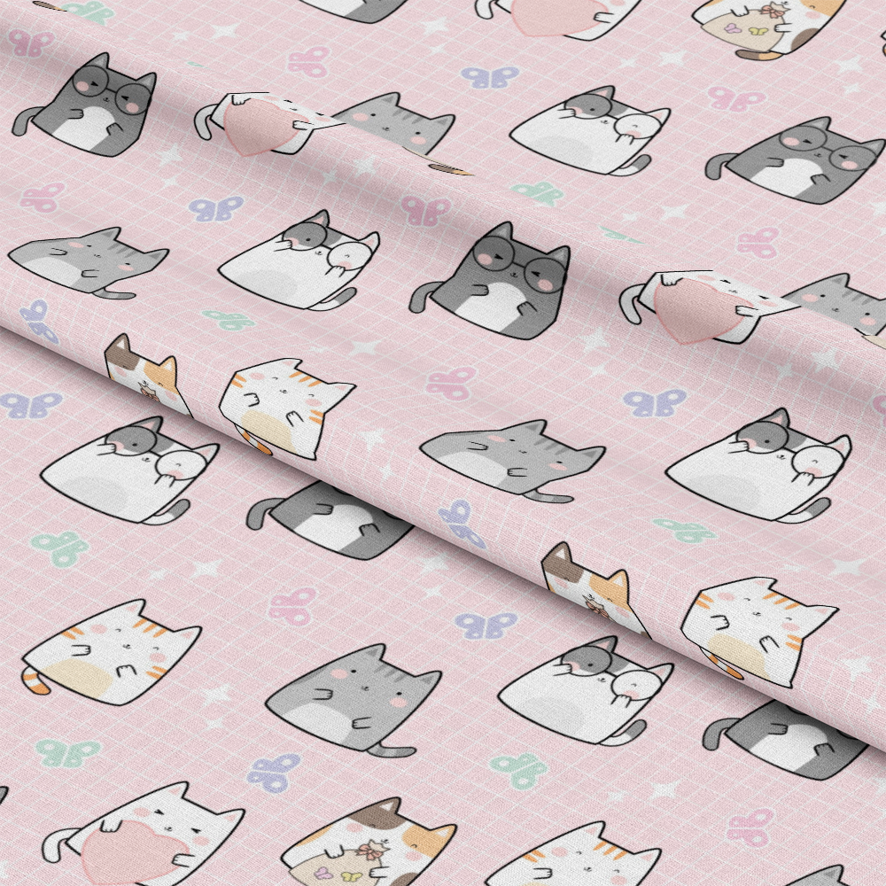 Hello Spring Cats Pattern 1 Quilting Cotton Fabric