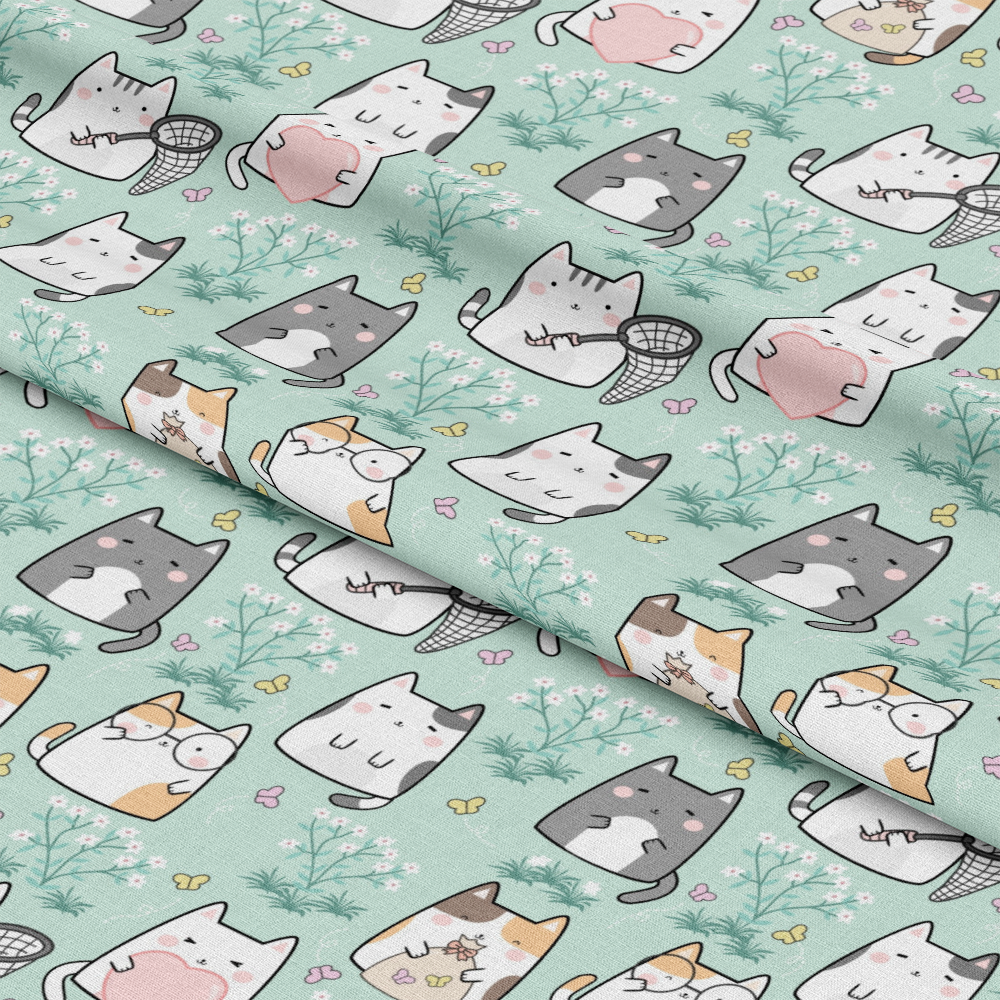 Hello Spring Cats Pattern 8 Quilting Cotton Fabric