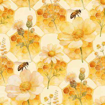 Honey Bee Pattern 1 Quilting Cotton Fabric
