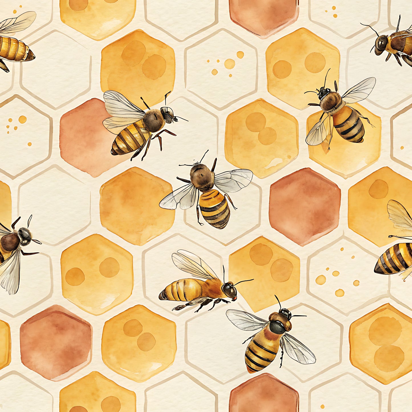 Honey Bee Pattern 4 Quilting Cotton Fabric