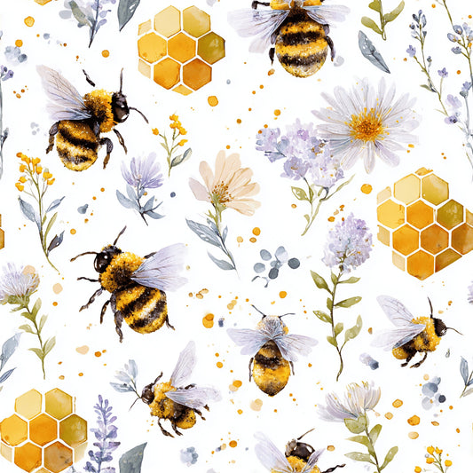Honeycomb and Bees Pattern 1 Quilting Cotton Fabric