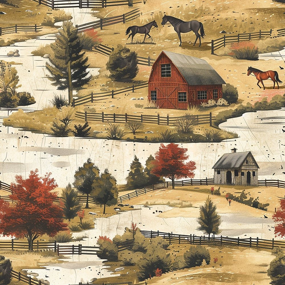 Horse Ranch Pattern 10 Quilting Cotton Fabric