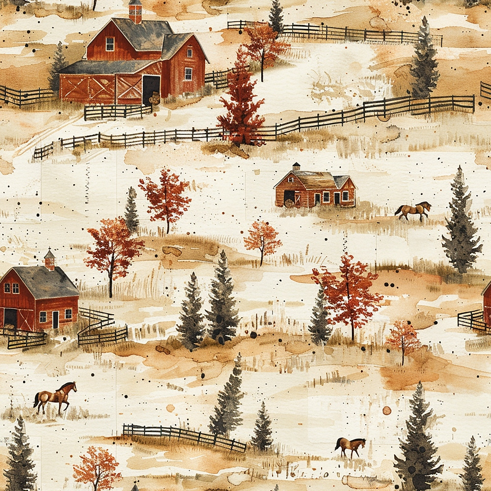 Horse Ranch Pattern 2 Quilting Cotton Fabric