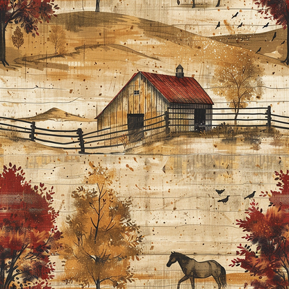 Horse Ranch Pattern 4 Quilting Cotton Fabric