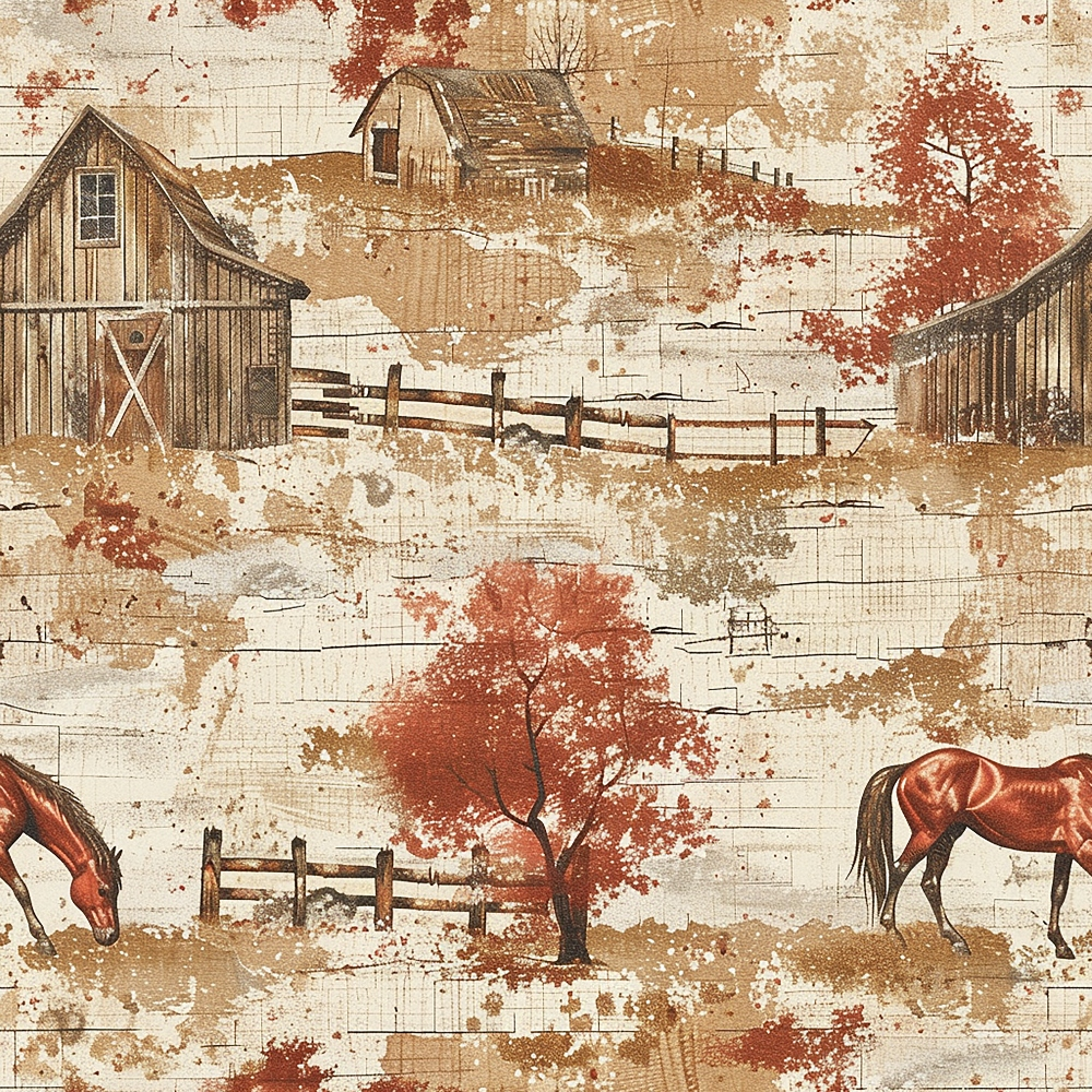 Horse Ranch Pattern 6 Quilting Cotton Fabric