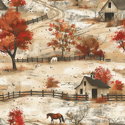 Horse Ranch Pattern 7 Quilting Cotton Fabric