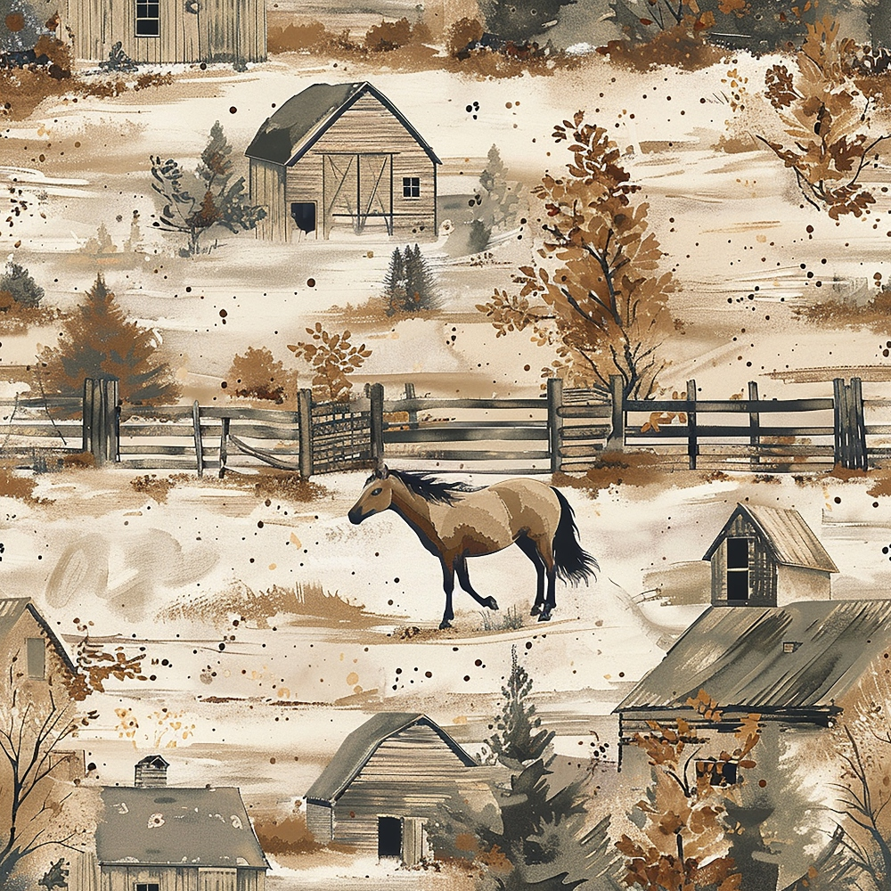 Horse Ranch Pattern 8 Quilting Cotton Fabric