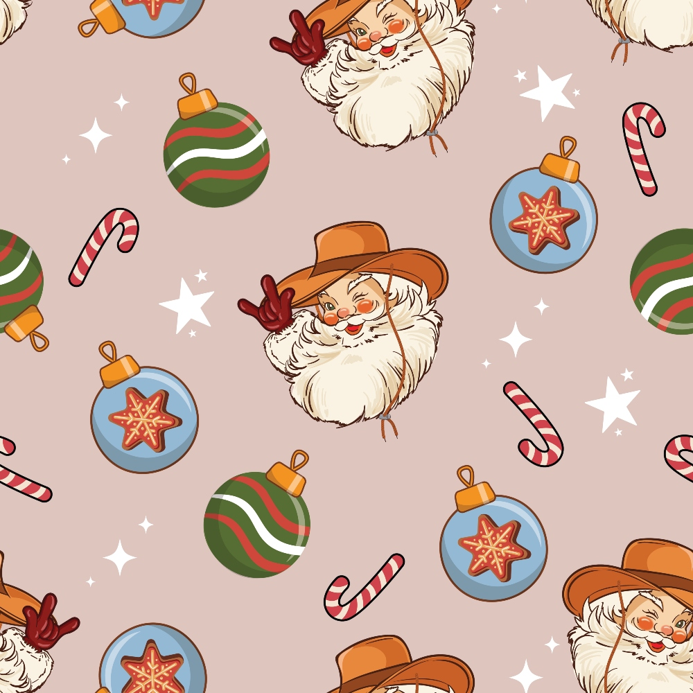 Howdy Santa Pattern 4 Quilting Cotton Fabric