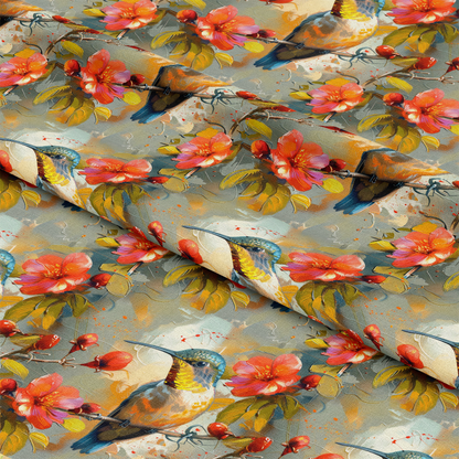 Hummingbirds in Spring Pattern 10 Quilting Cotton Fabric