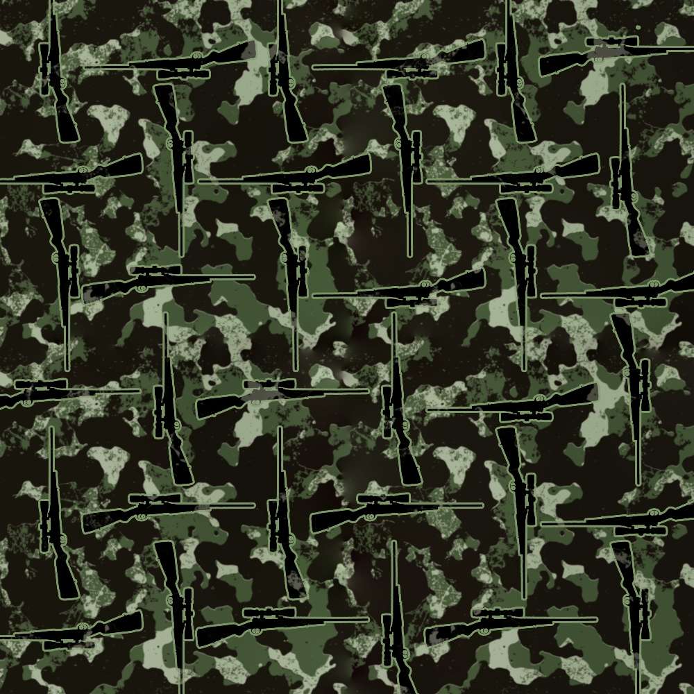 Hunting Motif Camouflage Pattern Quilting Cotton Fabric