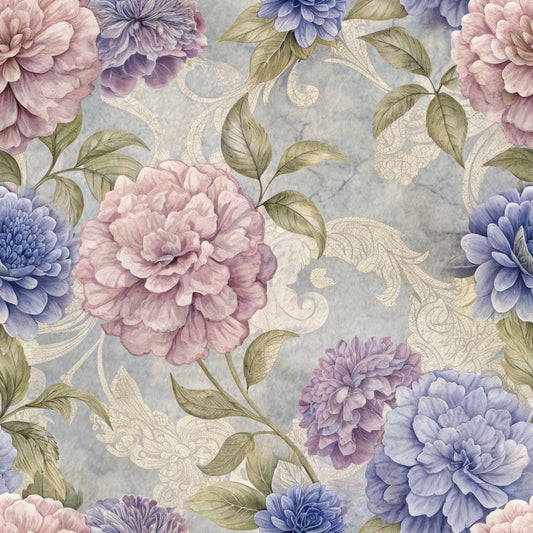 Hydrangeas Peonies Pattern 3 Quilting Cotton Fabric