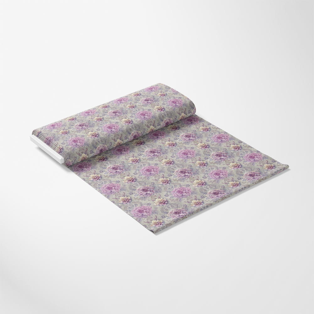 Hydrangeas Peonies Pattern 6 Quilting Cotton Fabric, floral, purple, lavender, cream, green, botanical, garden, vintage style, quilting fabric, cotton textile, flower motifs, soft hues, elegant design, sewing material, crafting fabric, decorative print, yardage fabric, South Carolina made