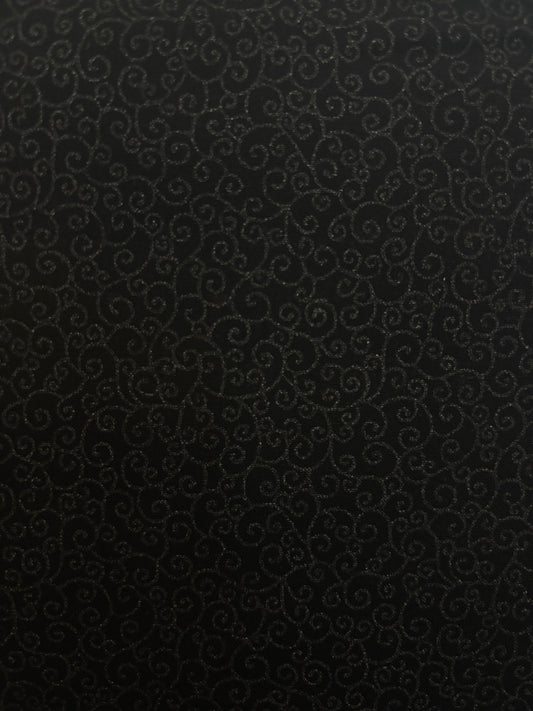 Black Scroll Quilting Cotton Fabric