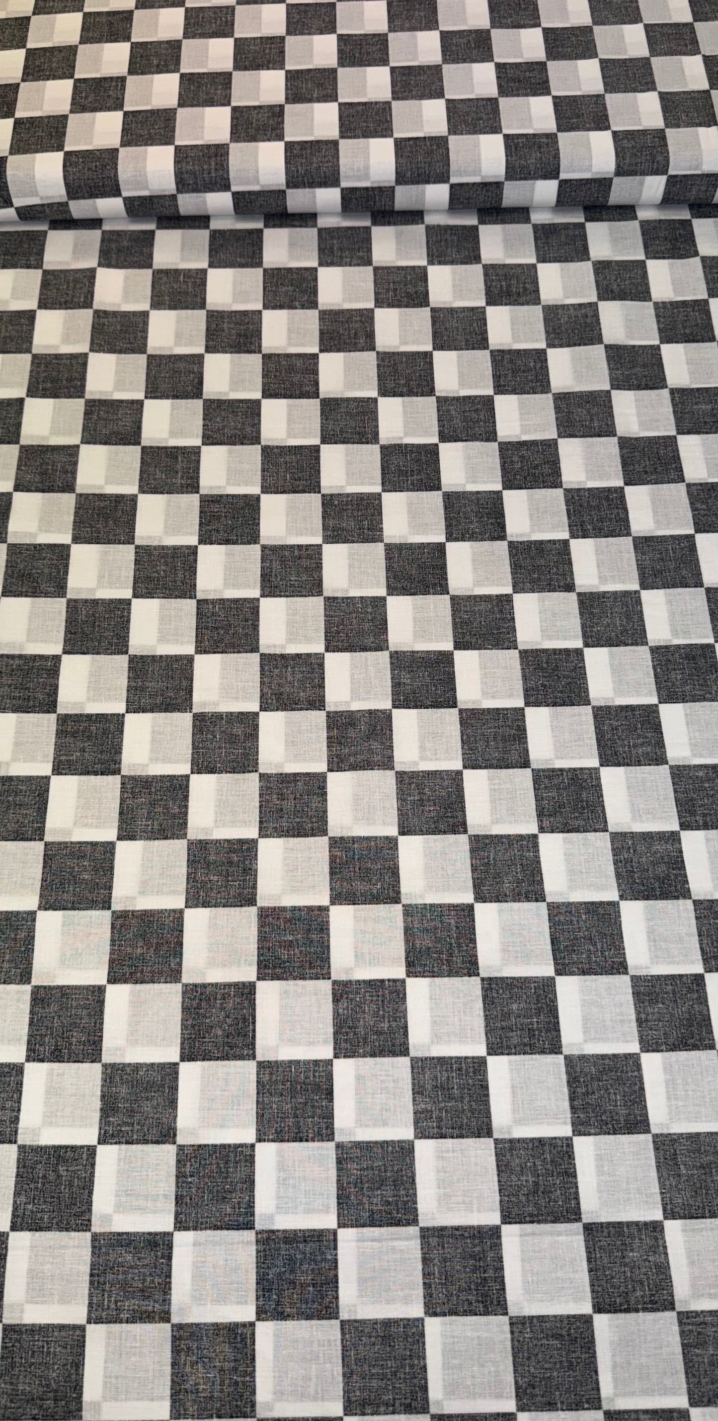 Racing Checkered Black and White Quilting Cotton Fabric