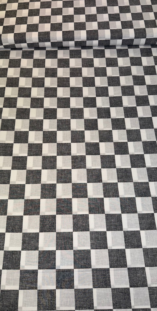Racing Checkered Black and White Quilting Cotton Fabric