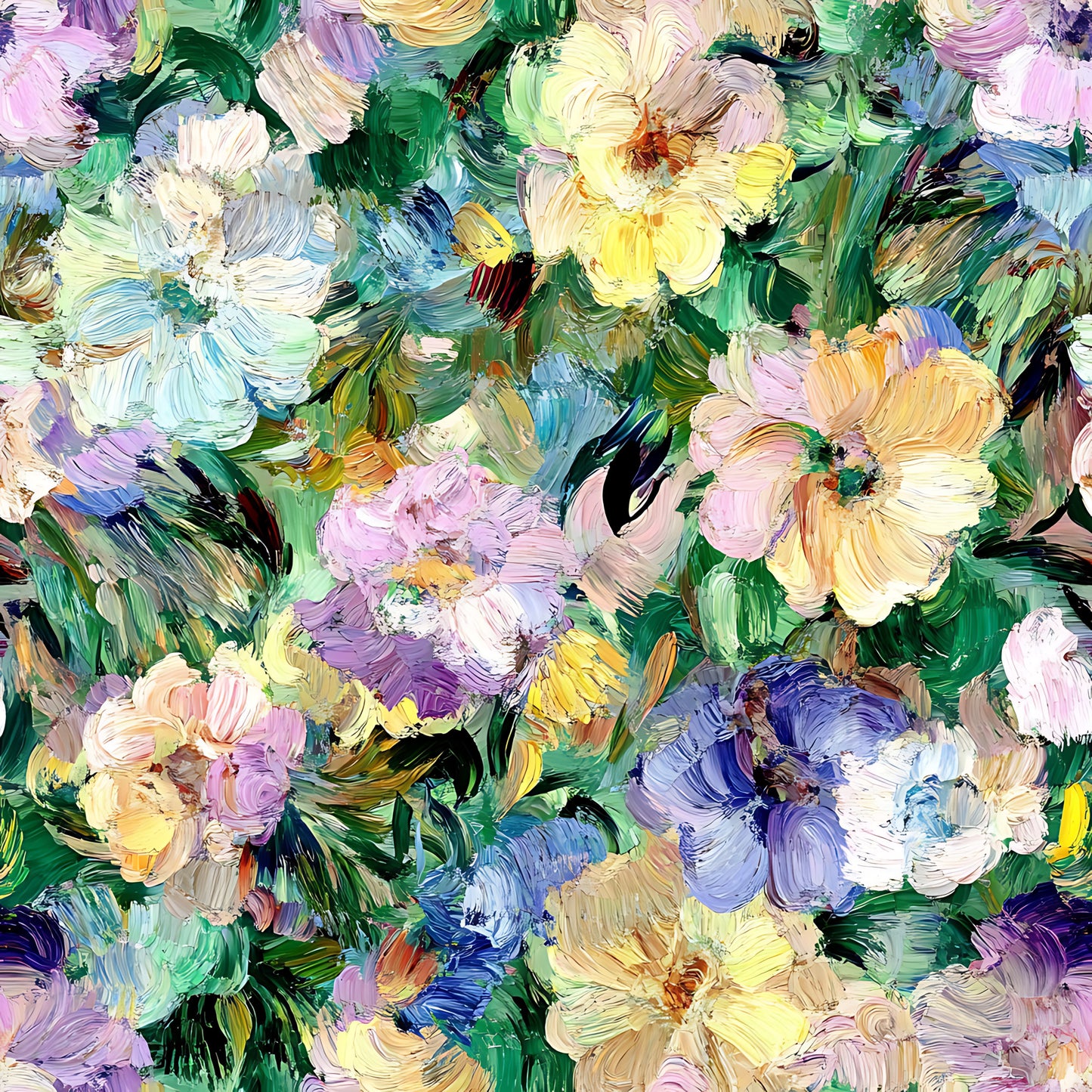 Impressionist Floral Pattern 10 Quilting Cotton Fabric