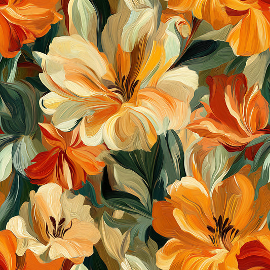 Impressionist Floral Pattern 11 Quilting Cotton Fabric