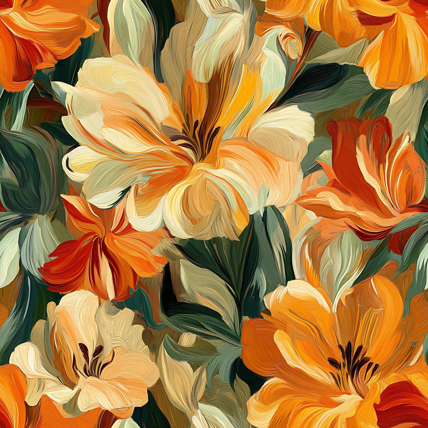 Impressionist Floral Pattern 11 Quilting Cotton Fabric