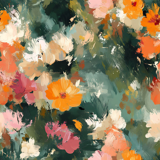 Impressionist Floral Pattern 15 Quilting Cotton Fabric