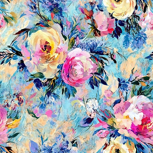 Impressionist Floral Pattern 16 Quilting Cotton Fabric