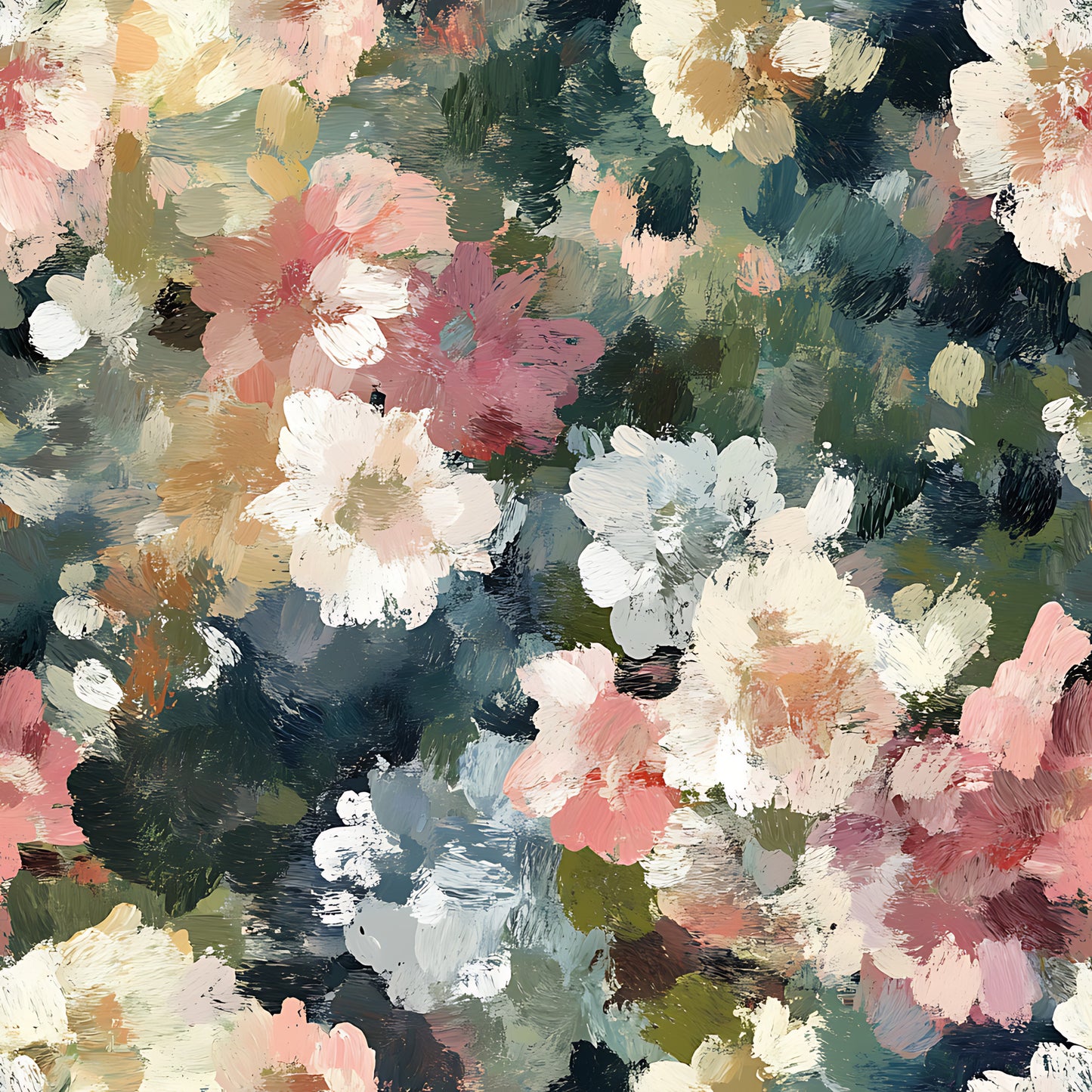 Impressionist Floral Pattern 1 Quilting Cotton Fabric
