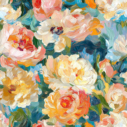 Impressionist Floral Pattern 2 Quilting Cotton Fabric