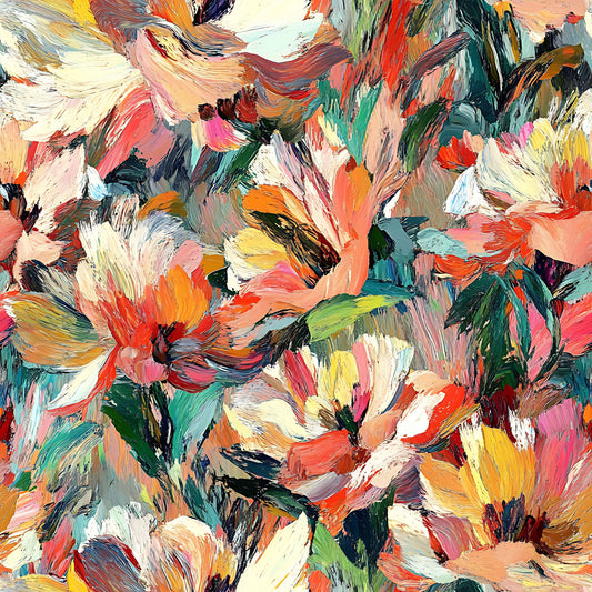 Impressionist Floral Pattern 20 Quilting Cotton Fabric