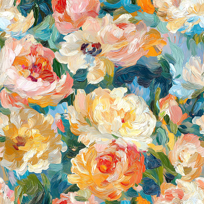 Impressionist Floral Pattern 2 Quilting Cotton Fabric