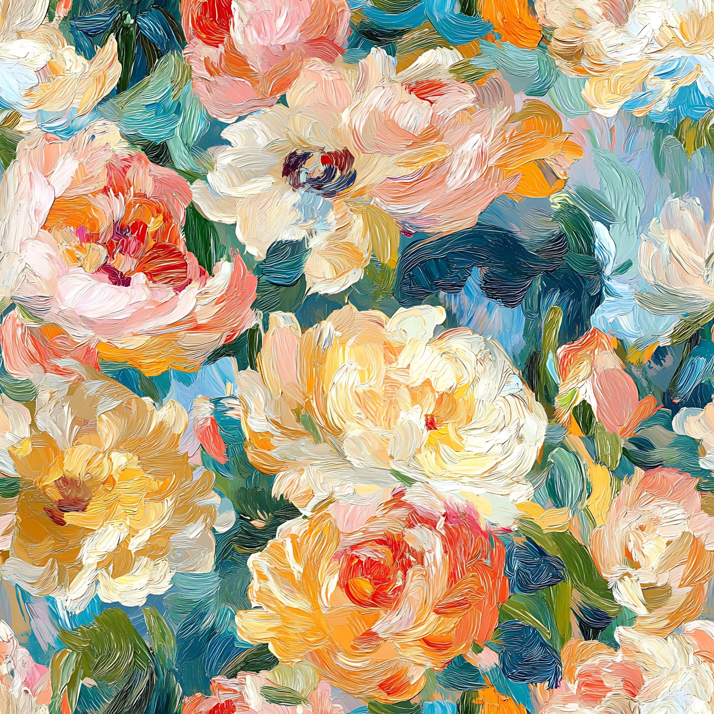 Impressionist Floral Pattern 2 Quilting Cotton Fabric