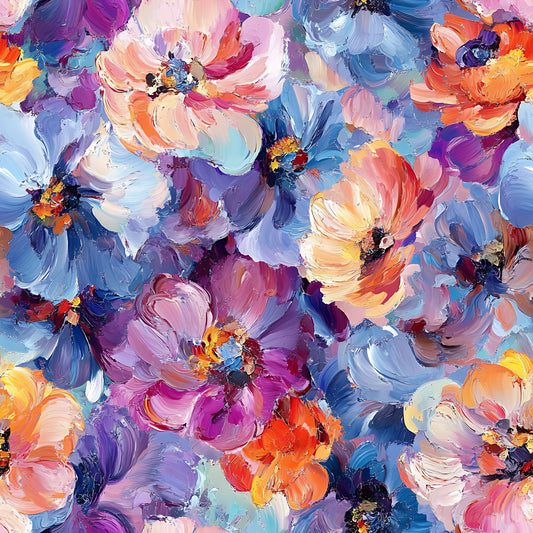 Impressionist Floral Pattern 7 Quilting Cotton Fabric