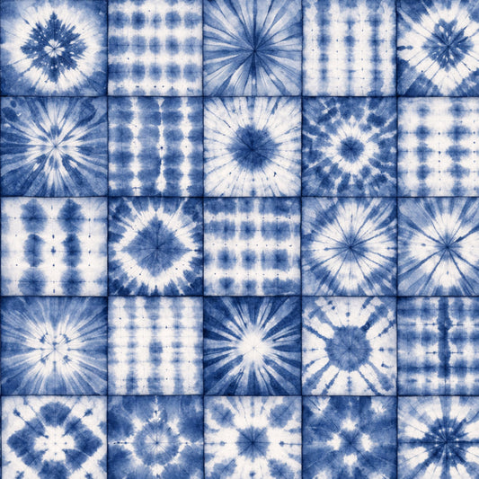Indigo Shibori Tie Dye Pattern 19 Quilting Cotton Fabric
