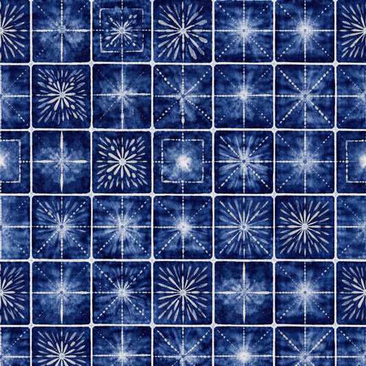 Indigo Shibori Tie Dye Pattern 24 Quilting Cotton Fabric