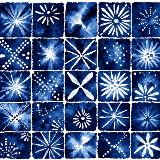 Indigo Shibori Tie Dye Pattern 25 Quilting Cotton Fabric