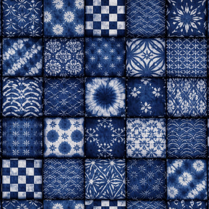 Indigo Shibori Tie Dye Pattern 27 Quilting Cotton Fabric