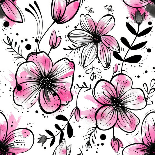 Inky Petals Pattern 11 Quilting Cotton Fabric