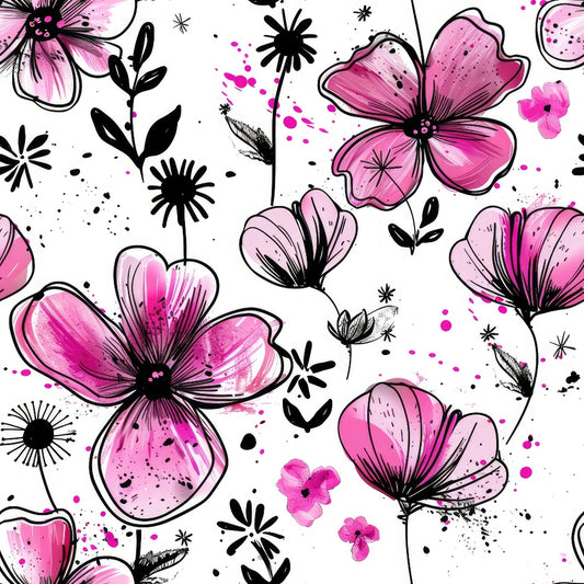 Inky Petals Pattern 8 Quilting Cotton Fabric