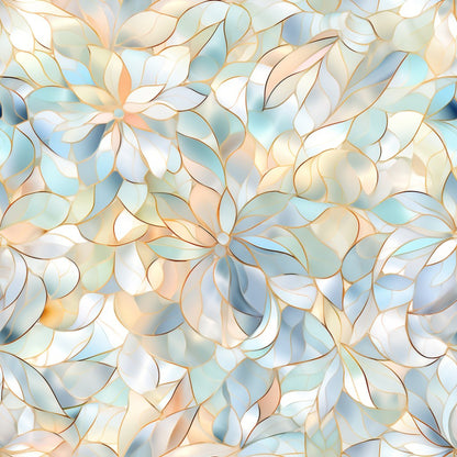 Iridescent Floral Mosaic Tiles Pattern 10 Quilting Cotton Fabric