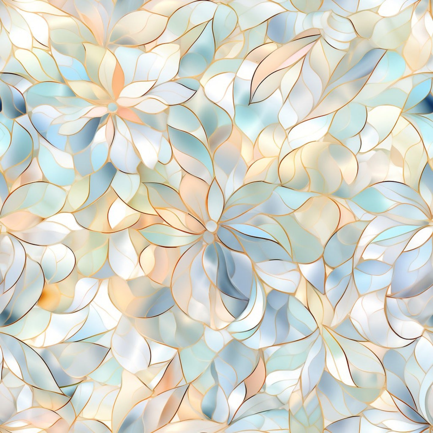 Iridescent Floral Mosaic Tiles Pattern 10 Quilting Cotton Fabric
