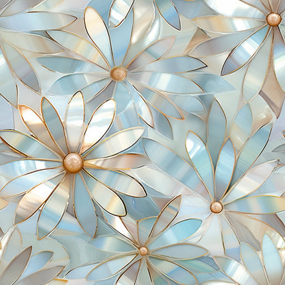 Iridescent Floral Mosaic Tiles Pattern 13 Quilting Cotton Fabric
