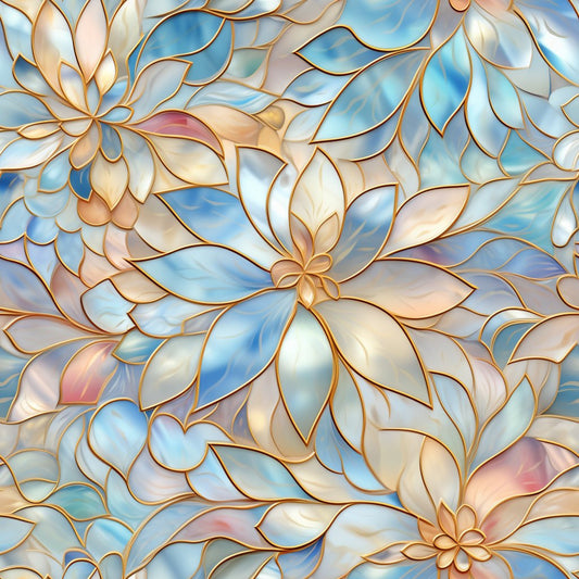 Iridescent Floral Mosaic Tiles Pattern 14 Quilting Cotton Fabric