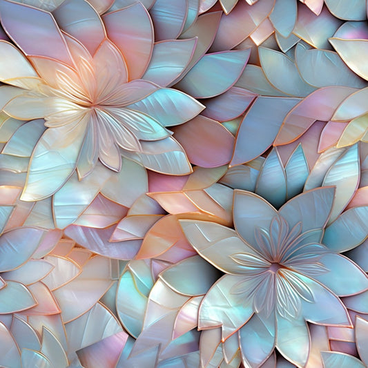 Iridescent Floral Mosaic Tiles Pattern 15 Quilting Cotton Fabric
